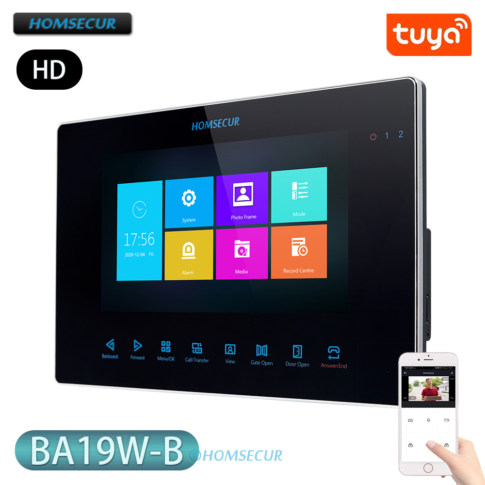 Home Security Monitor - HOMSECUR 4-Draht-BA19W-B WIFI Tuya 7-Zoll-Innenmonitor für