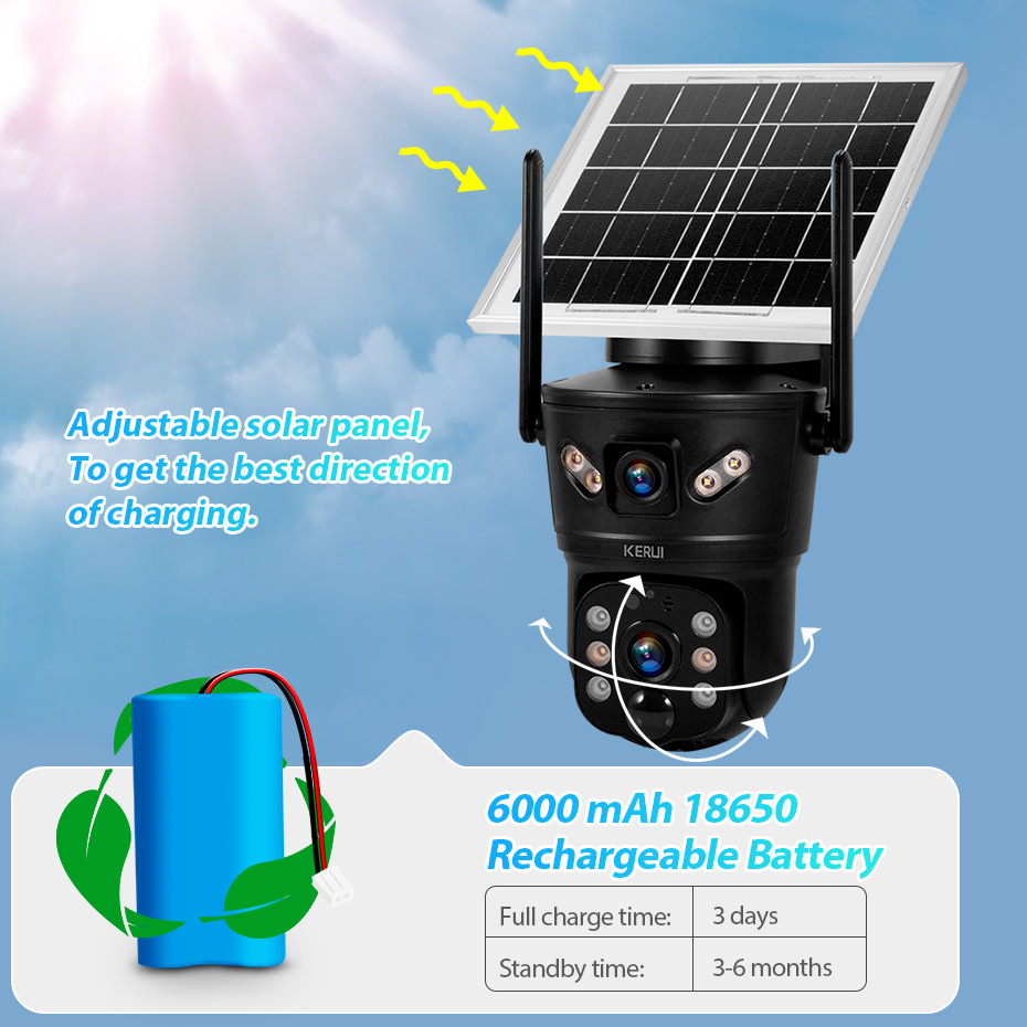 Home Security Front Door - KERUI 6MP 4G SIM WLAN Solarkamera