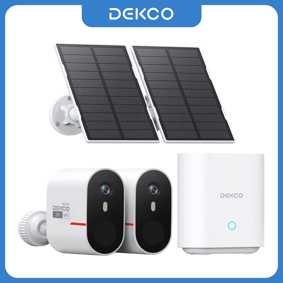 Home Security Deals - Dekco 3MP WLAN-Solarkamerasystem 2-Kamera-Set Außen Drahtlose