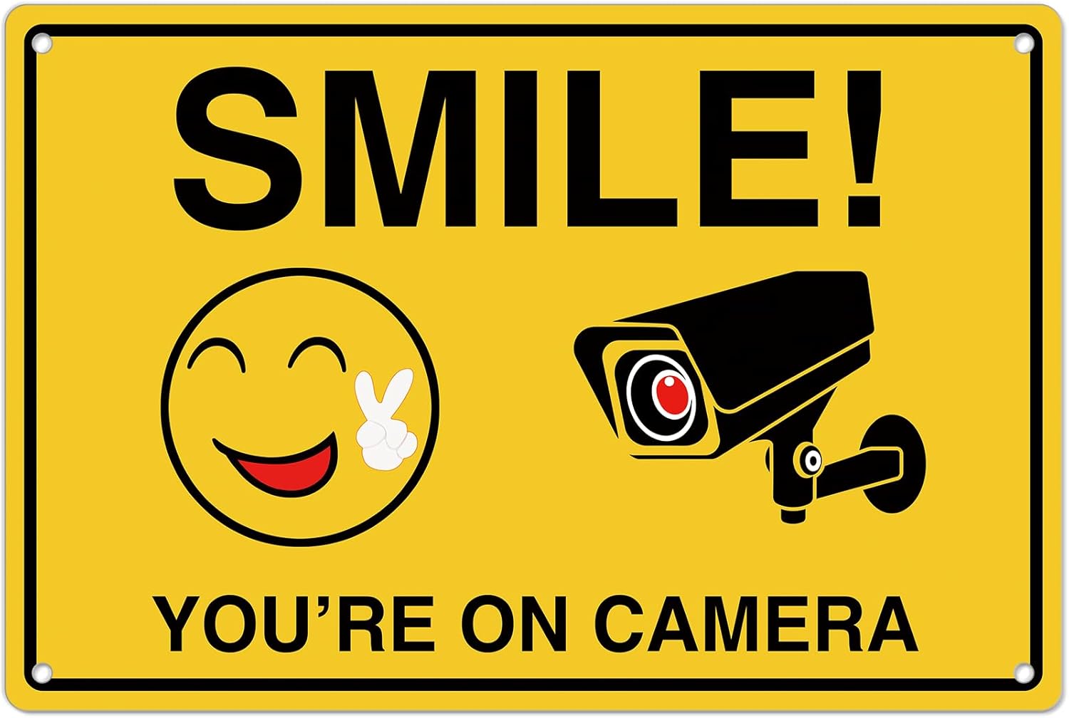 Home Security Monitor - Smile Youre On Kameraschilder; Rostfreie Aluminium-Videoüberwachung