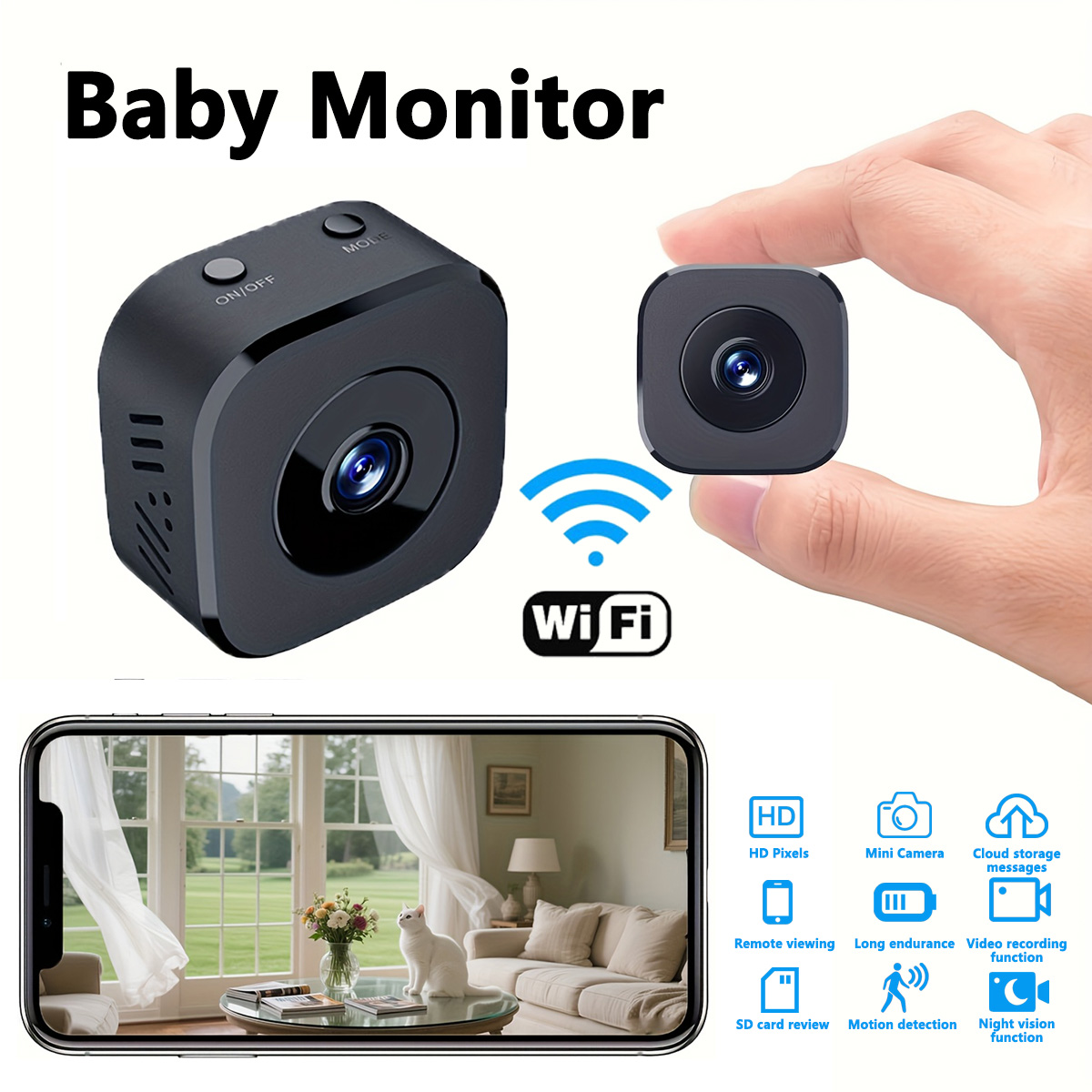 Home Security Monitor - 1080P HD Mini WiFi Kamera Indoor